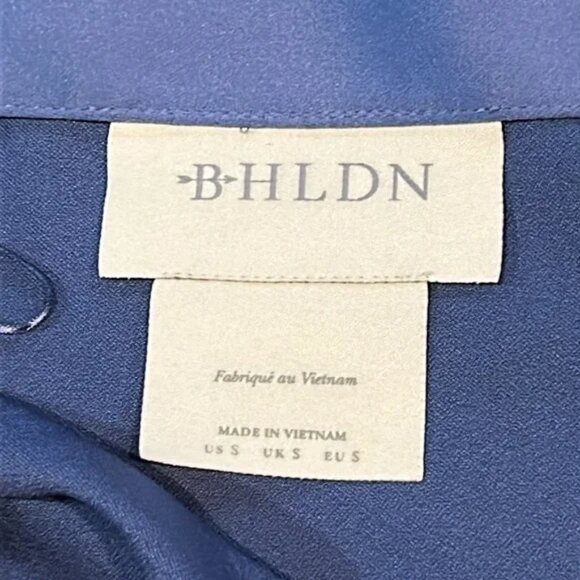 BHLDN Liliana One-Shoulder Stretch Satin Midi Dress size Small Slate Blue - Picture 5 of 6